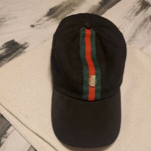 Stylish Black Cap with Red and Green Stripe